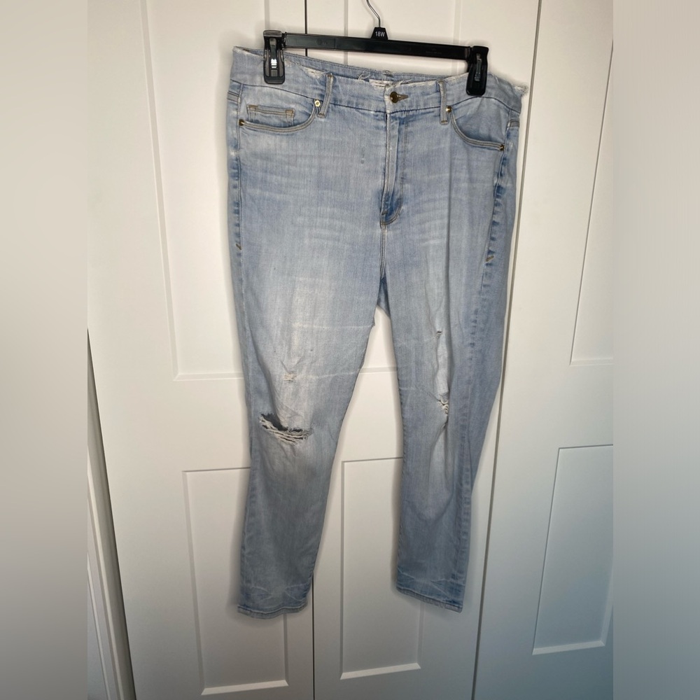 GOOD AMERICAN Good Leg Distressed 90s Grunge Straight Jeans Women’s Plus 18